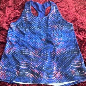 Reebok Blue and Pink Snake Print Tank Top L